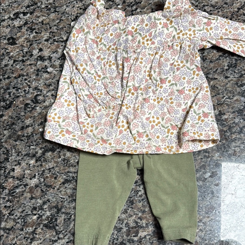 Floral Baby Dress with Green Leggings